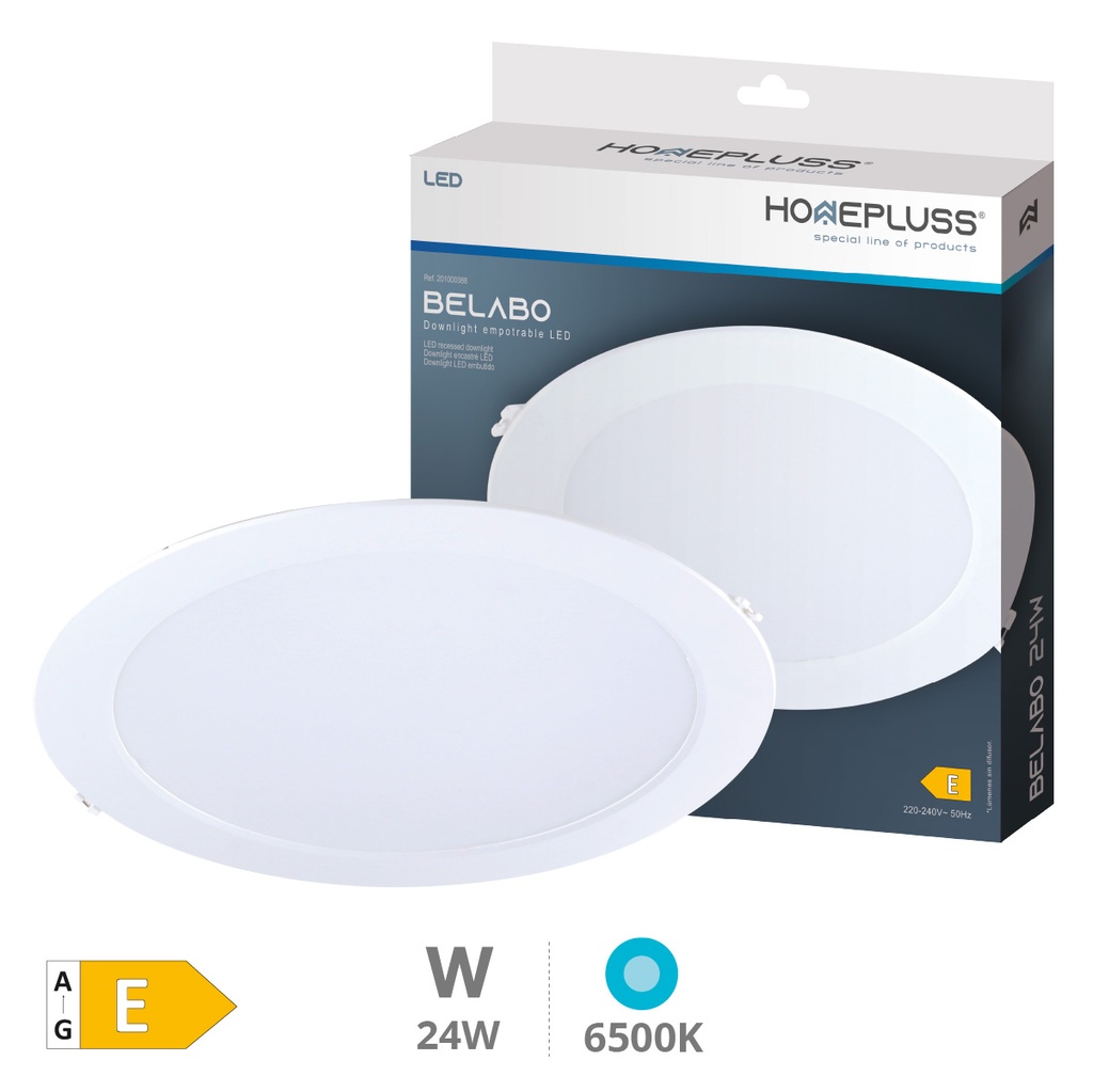 Downlight empotrable LED redondo Belabo 24W 6500K Blanco