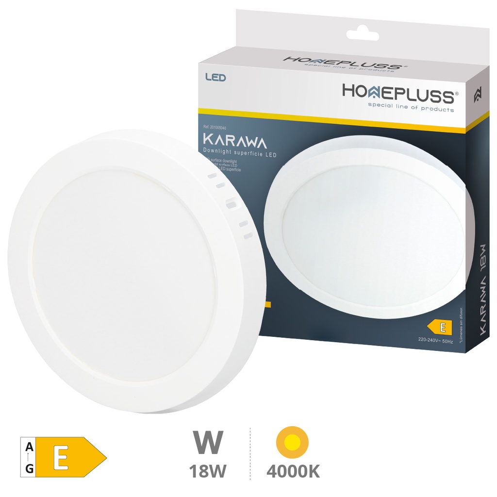 Downlight superficie LED redondo Karawa 18W 4000K Blanco