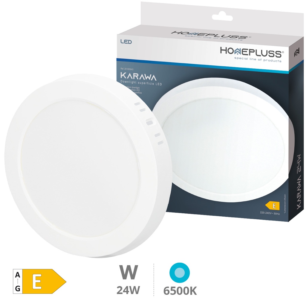 Downlight superficie LED redondo Karawa 24W 6500K Blanco