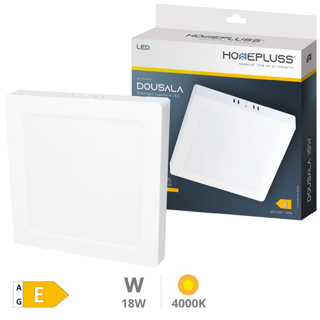 Downlight superficie LED cuadrado Dousala 18W 4000K Blanco