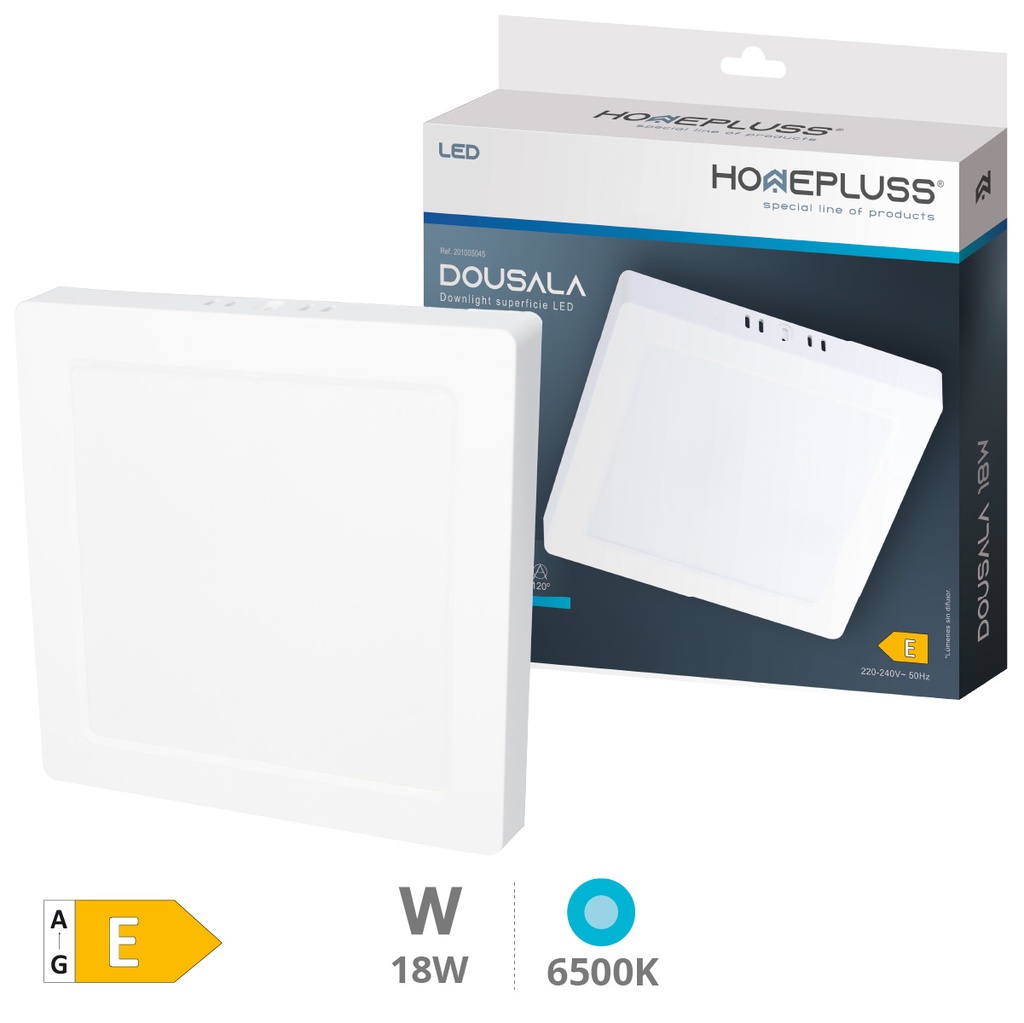 Downlight superficie LED cuadrado Dousala 18W 6500K Blanco