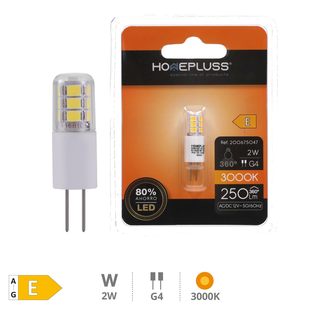 Bombilla LED 2W G4 3000K 12V - 6u retráctil