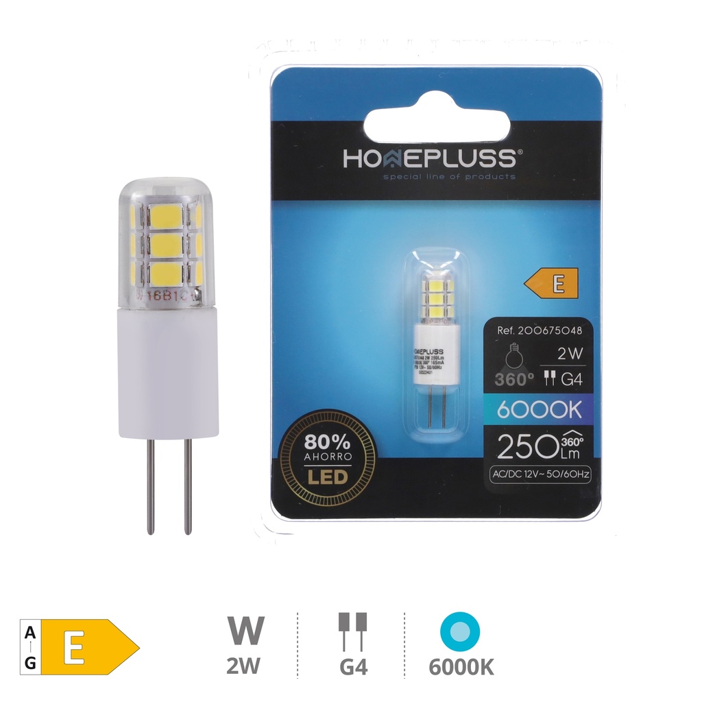 Bombilla LED 2W G4 6000K 12V - 6u retráctil