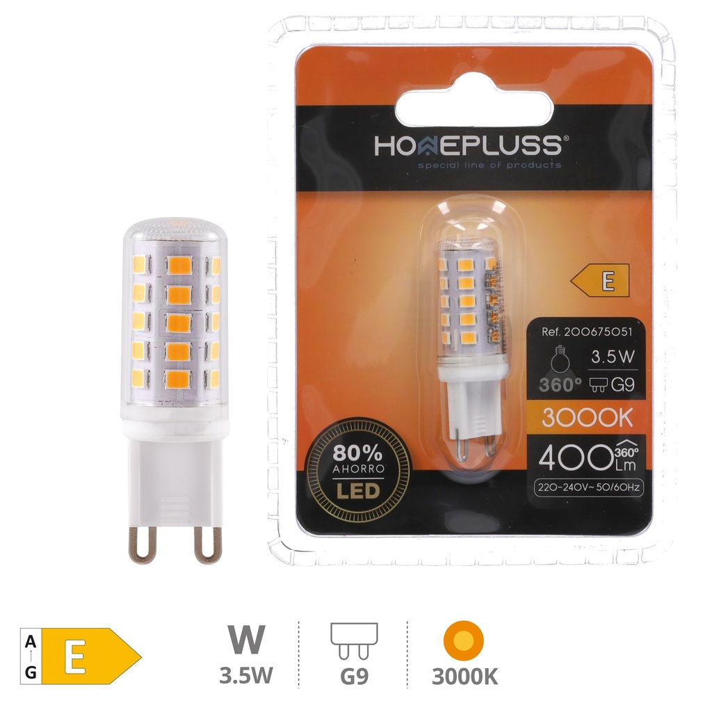 Lâmpada LED 3.5W G9 3000K - 6u retrátil