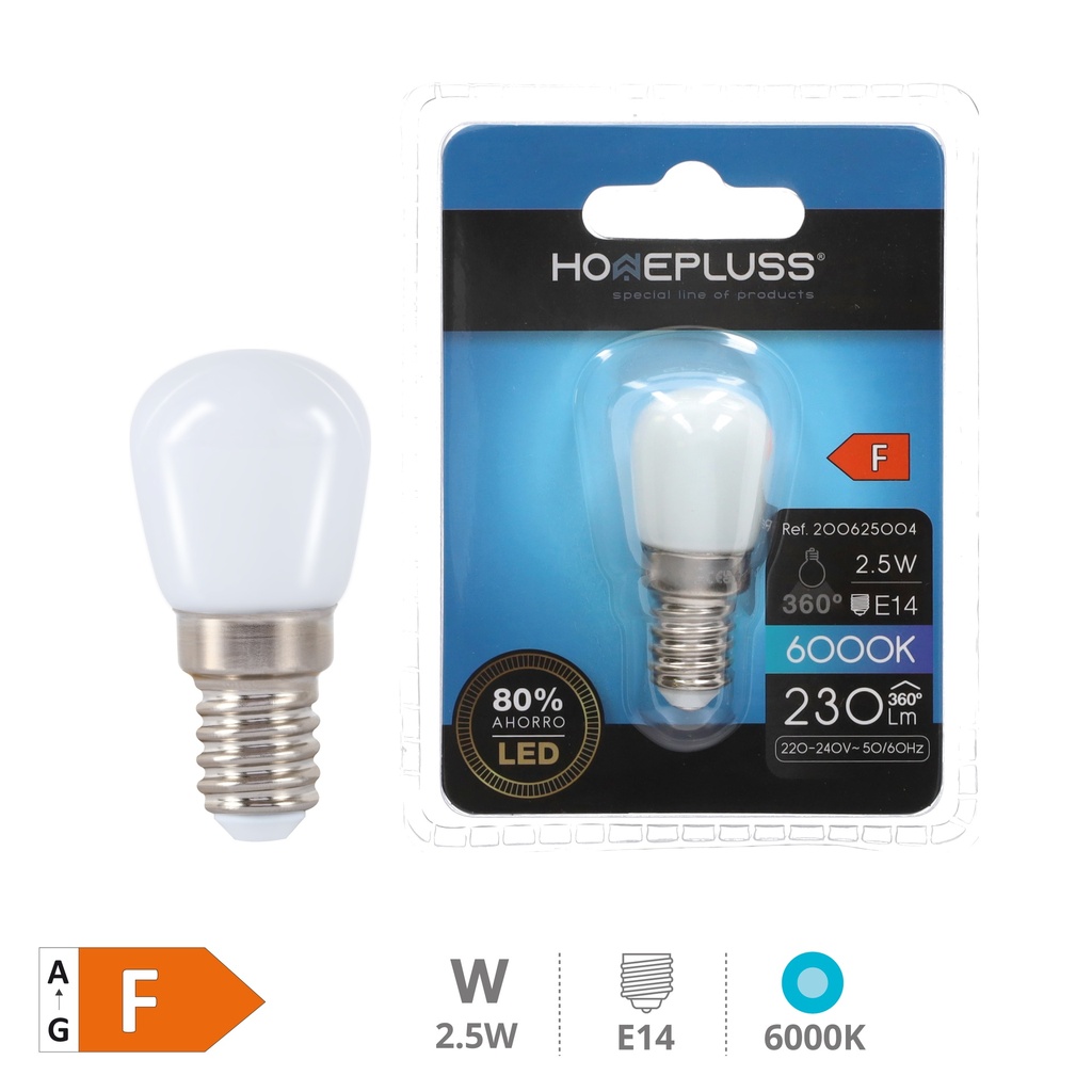 Bombilla LED pebetera 2.5W E14 6000K - 6u retráctil