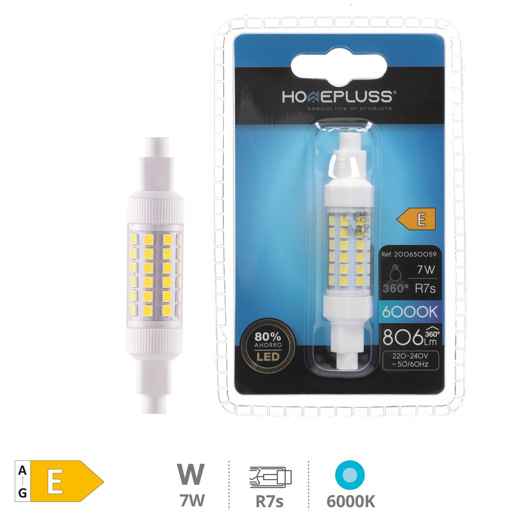 Lâmpada LED linear 78mm 7W R7s 6000K - 6u retrátil