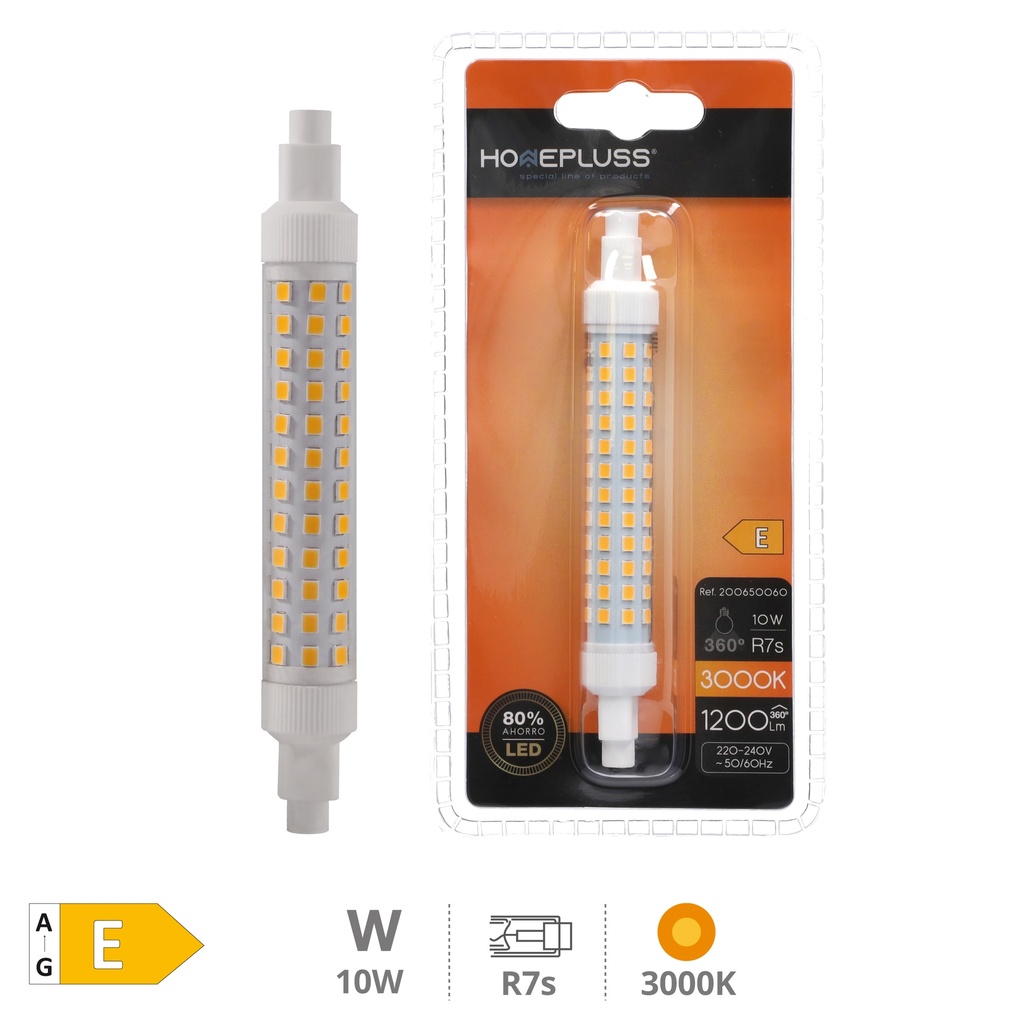 Lâmpada LED linear 118mm 10W R7s 3000K - 6u retrátil