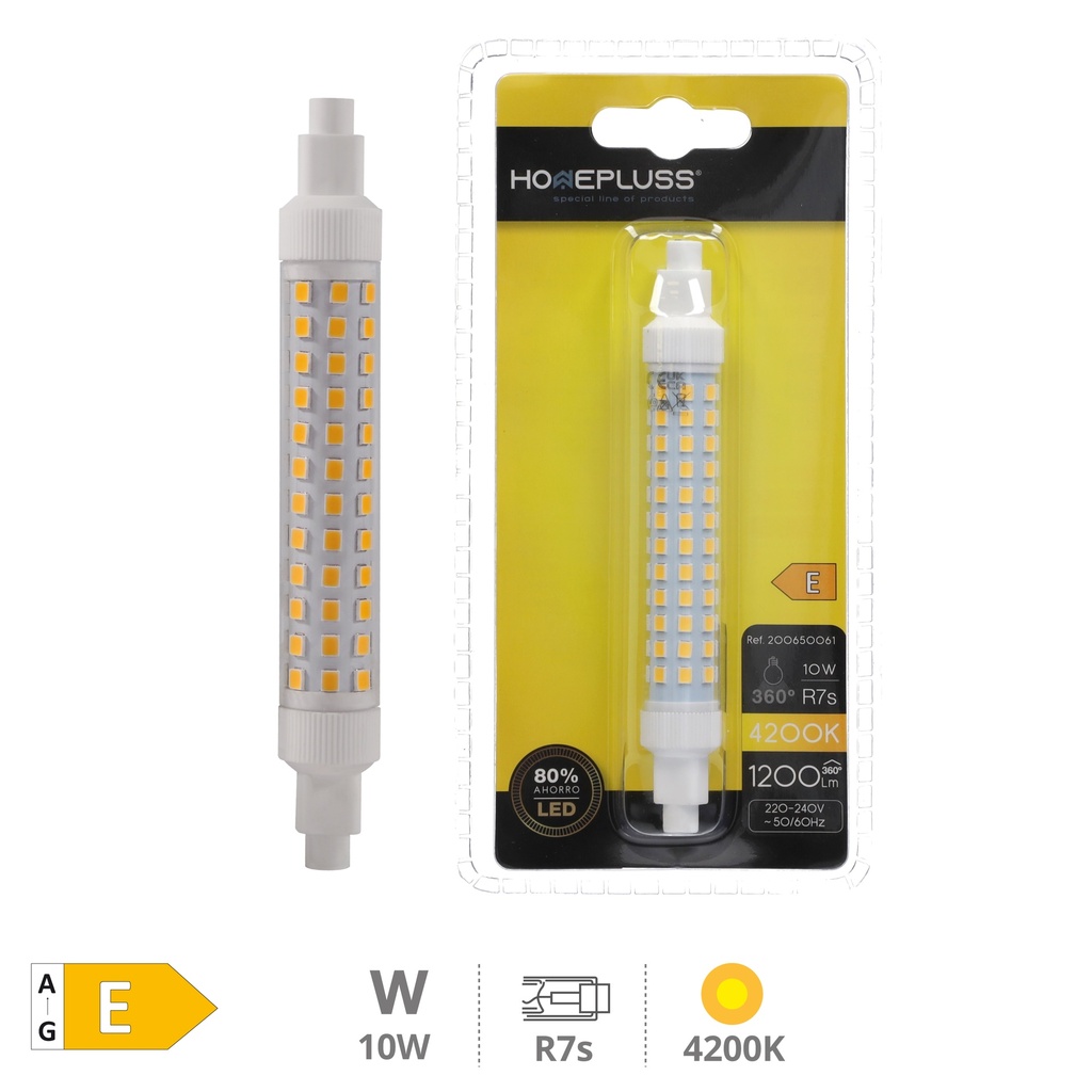Bombilla LED lineal 118mm 10W R7s 4200K - 6u retráctil