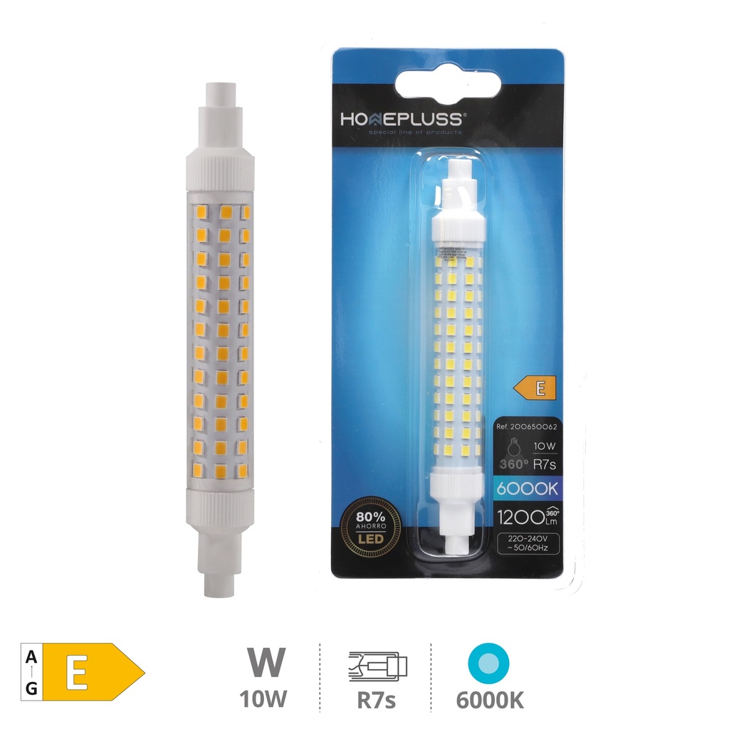 Bombilla LED lineal 118mm 10W R7s 6000K - 6u retráctil