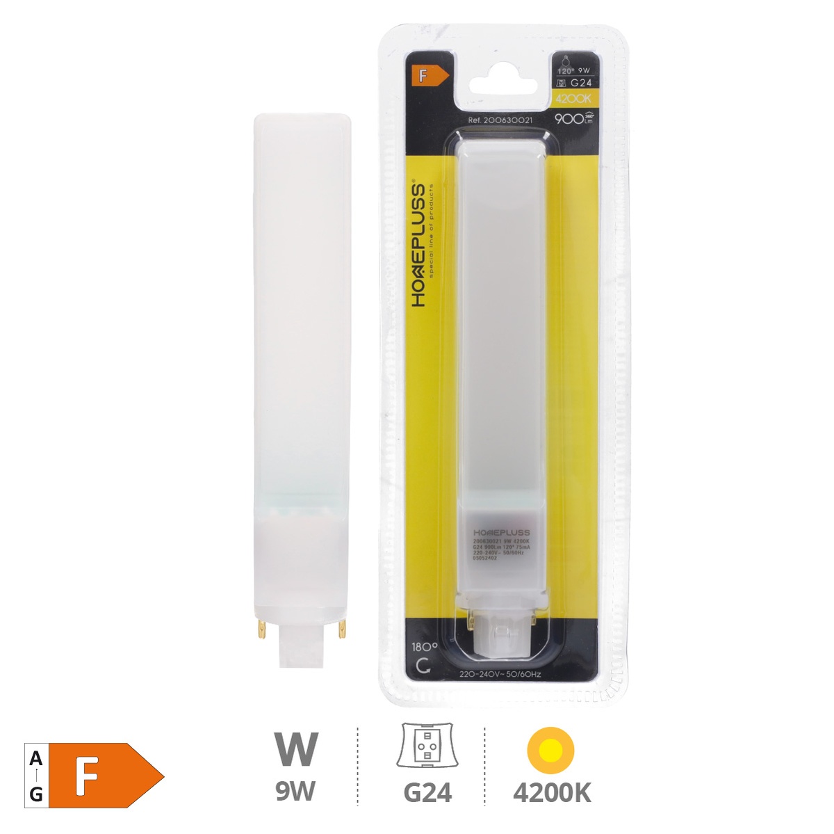 Lâmpada LED PL 9W G24 4200K - 5u retrátil