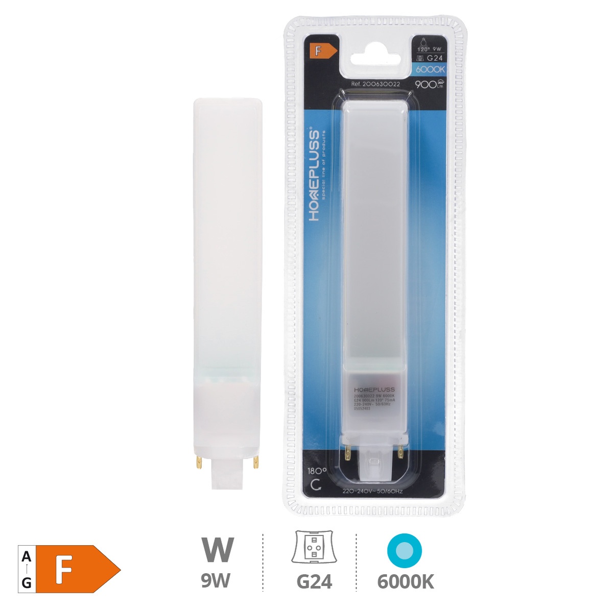 Bombilla LED PL 9W G24 6000K - 5u retráctil