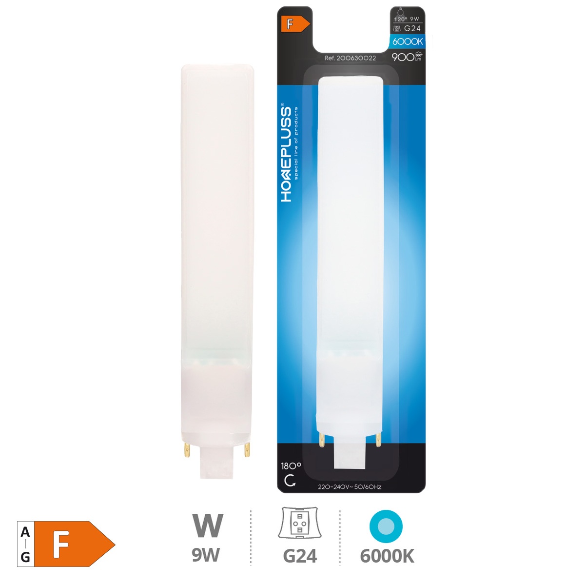 Bombilla LED PL 9W G24 6000K - 5u retráctil