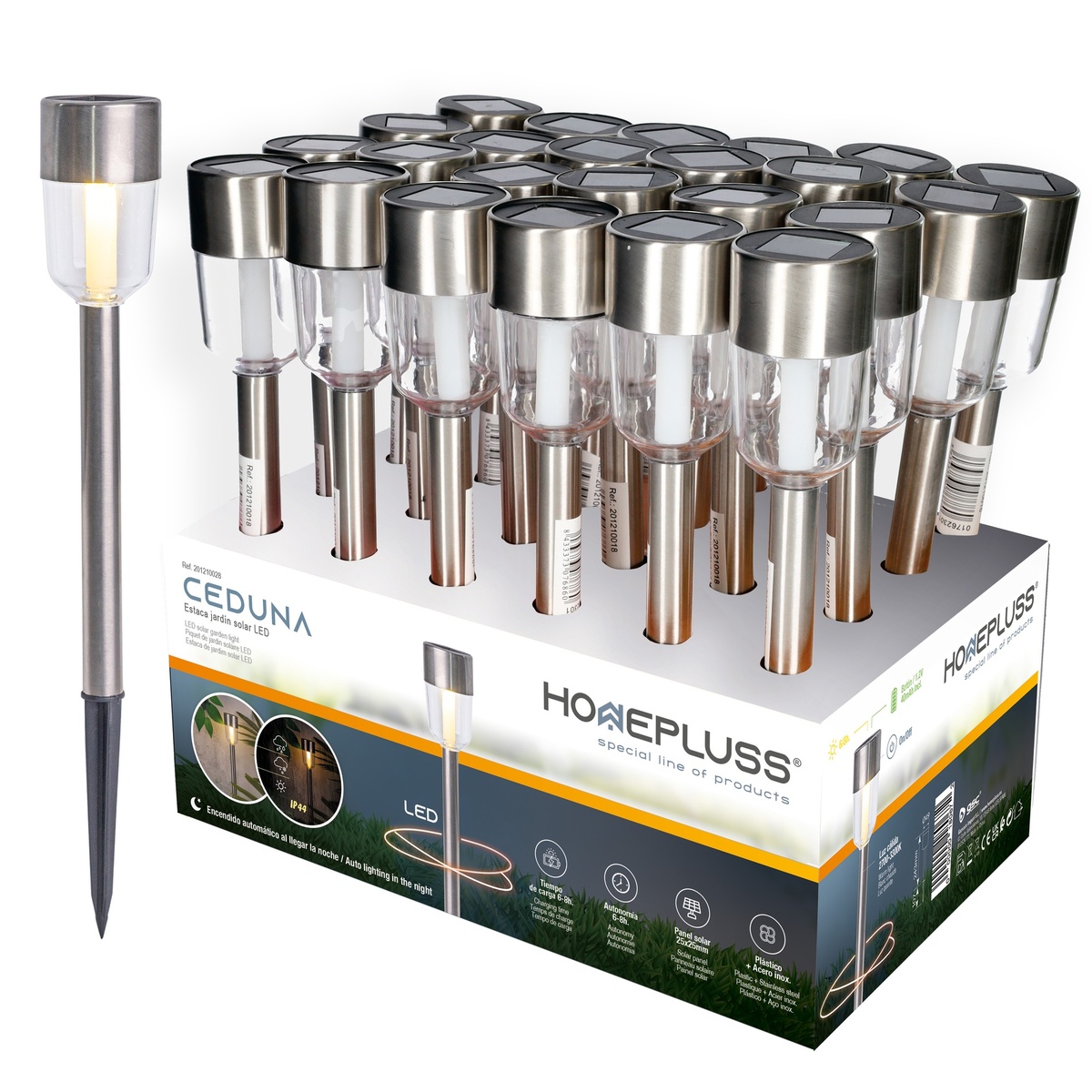 Estaca de jardim solar LED Ceduna 2700-3300K IP44 - 12u caixa exp