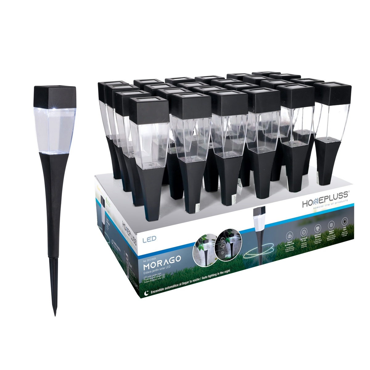 Estaca de jardim solar LED Morago 6300-6900K IP44 - 12u caixa exp