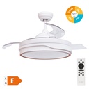 Ventilador de teto Lentini com luz CCT regulável e controlo remoto Ø107 3 pás retráteis DC Branco