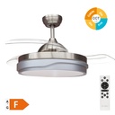 Ventilador techo Lentini con luz CCT regulable y mando Ø107 3 aspas retráctiles DC Níquel