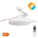 Ventilador techo Oliveri con luz CCT regulable y mando Ø107 3 aspas retráctiles DC Blanco