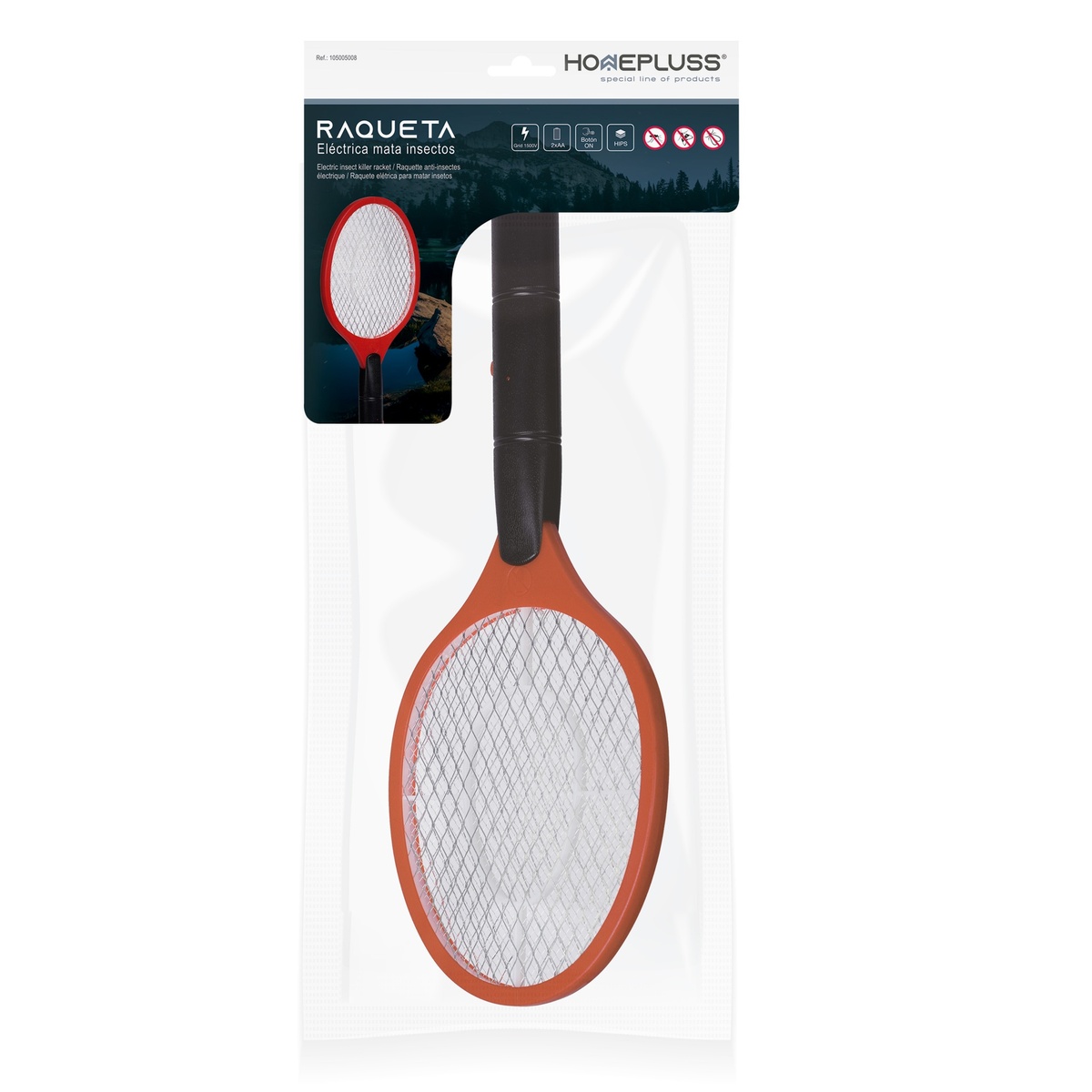 Raquete eléctrica mata-moscas 2xAA