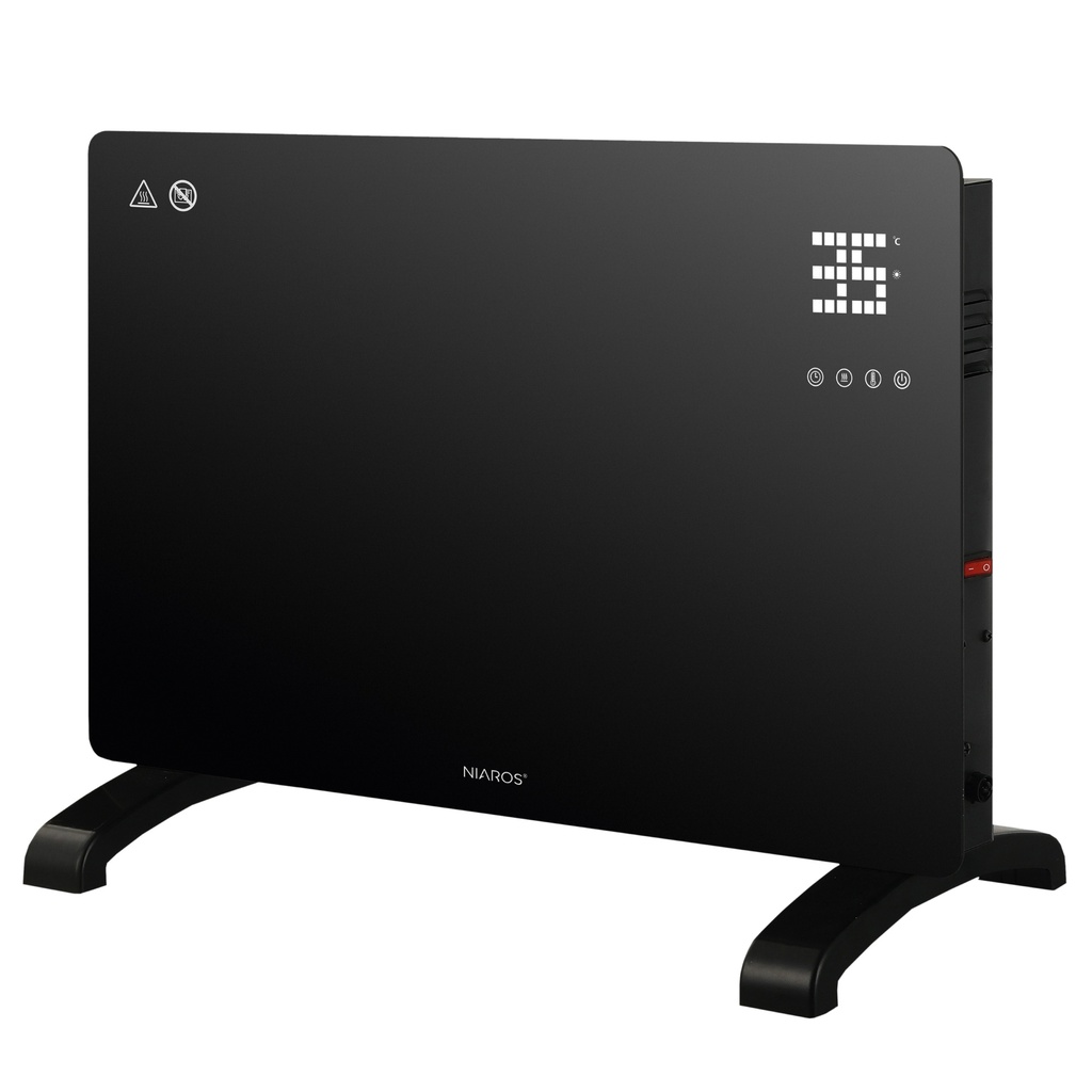 Radiador convector de cristal inteligente Zanthus Máx. 1500W Negro