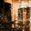 Cortina LED luminosa solar 2x1M Luz quente