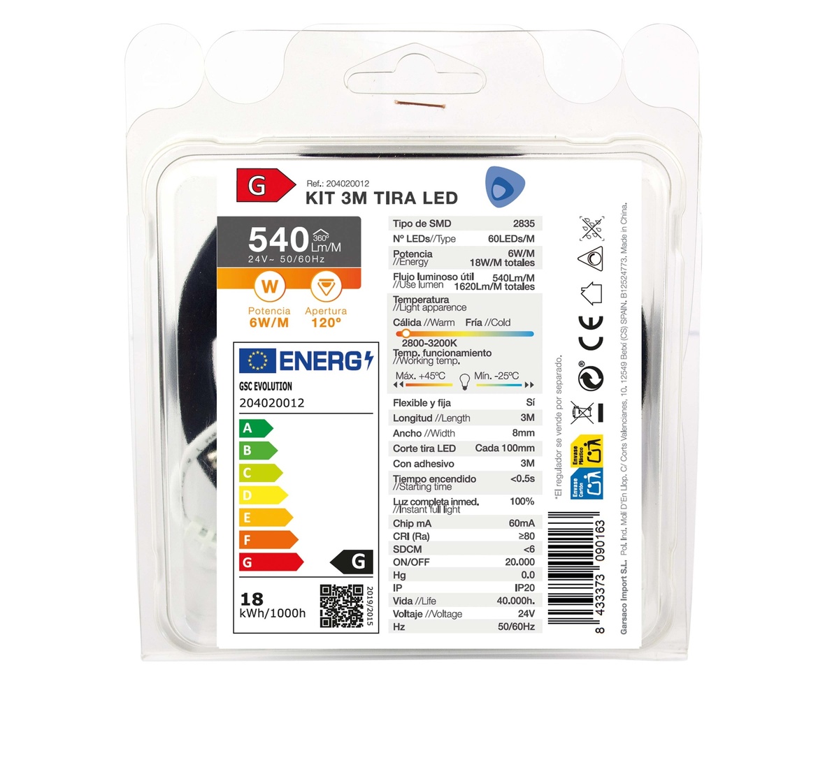 Kit 3M Fita LED 6W/M IP20 2800K-3200K preparado