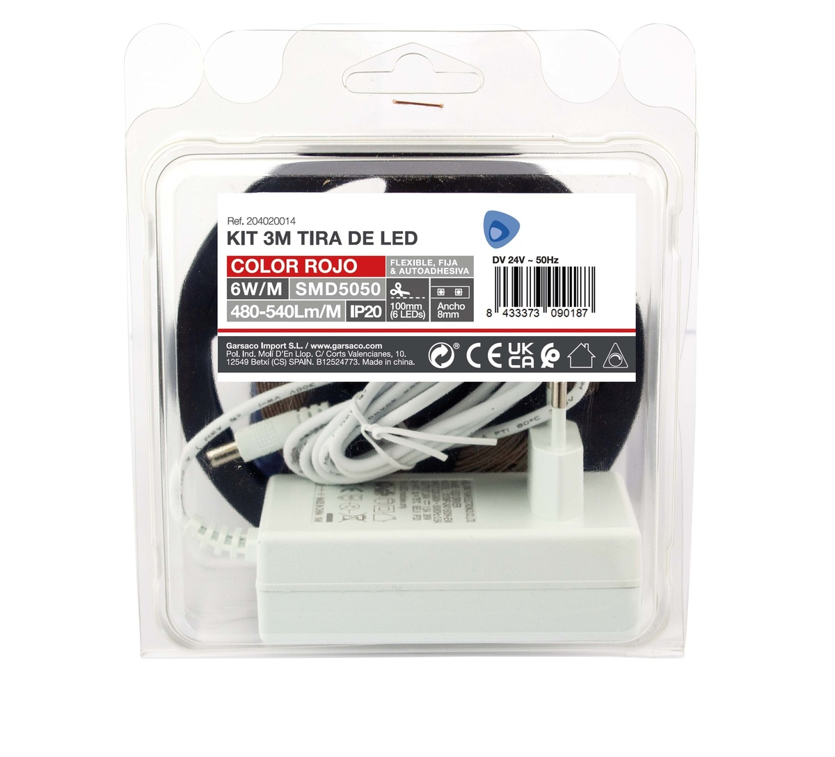 Kit 3 m Tira de LED 6 W/M IP20 Vermelho preparado