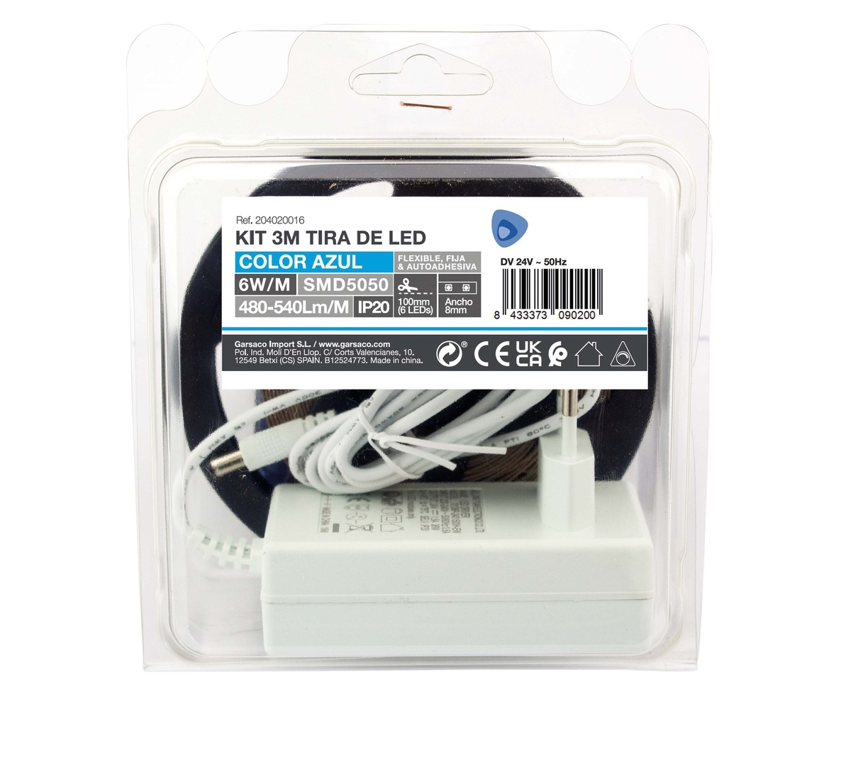 Kit 3M Fita LED 6W/M IP20 Azul preparado
