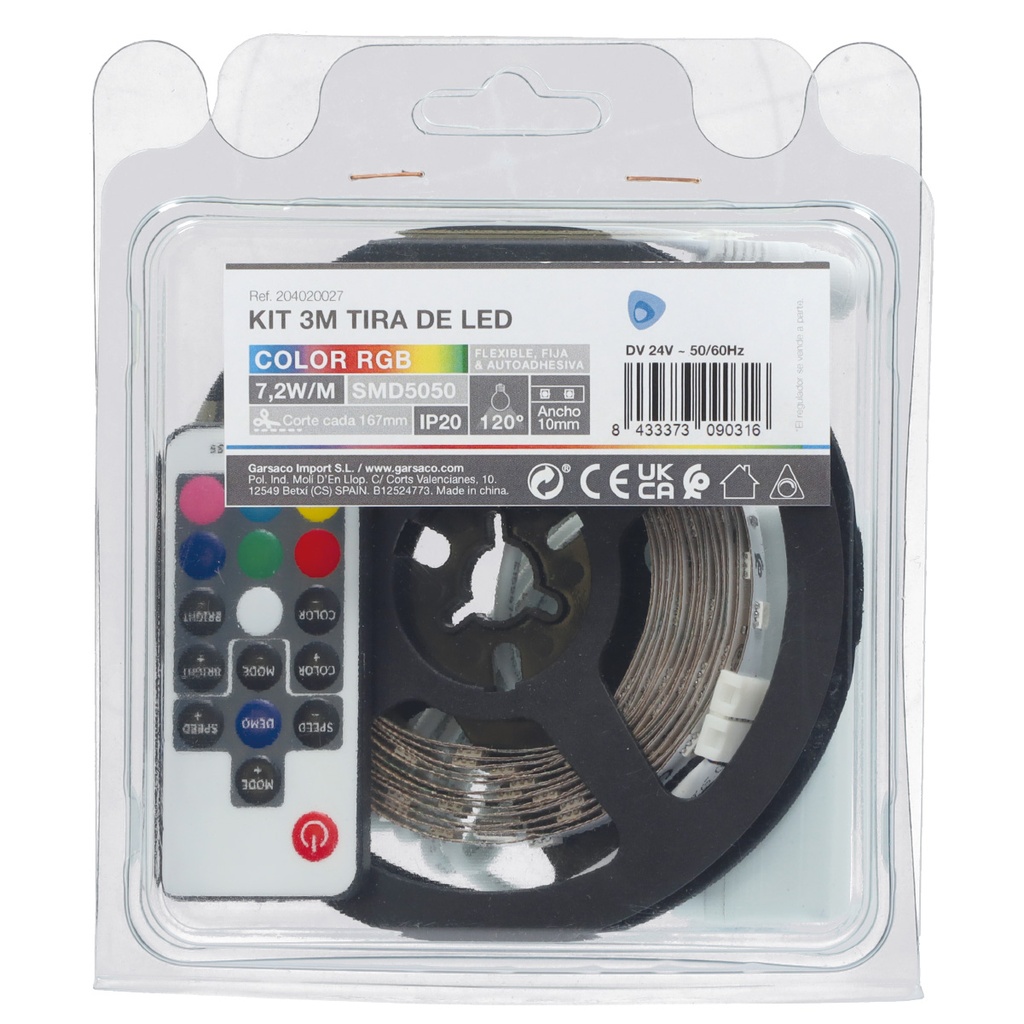 Kit 3M Fita LED 7,2M IP20 RGB preparado