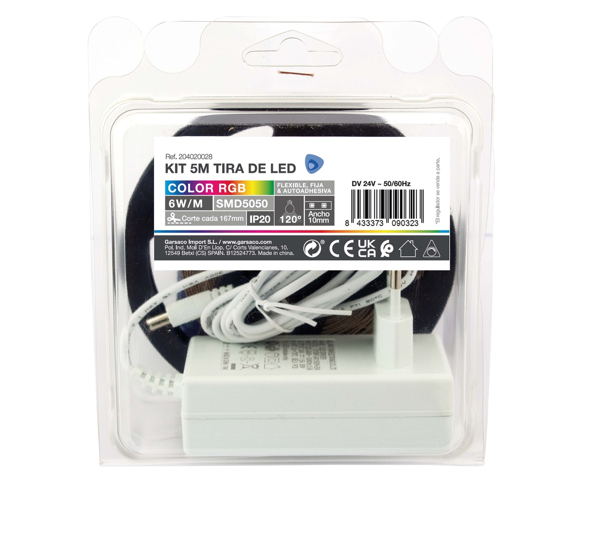 Kit 6,5M Tira de LED 7.2W/M IP20 RGB preparado