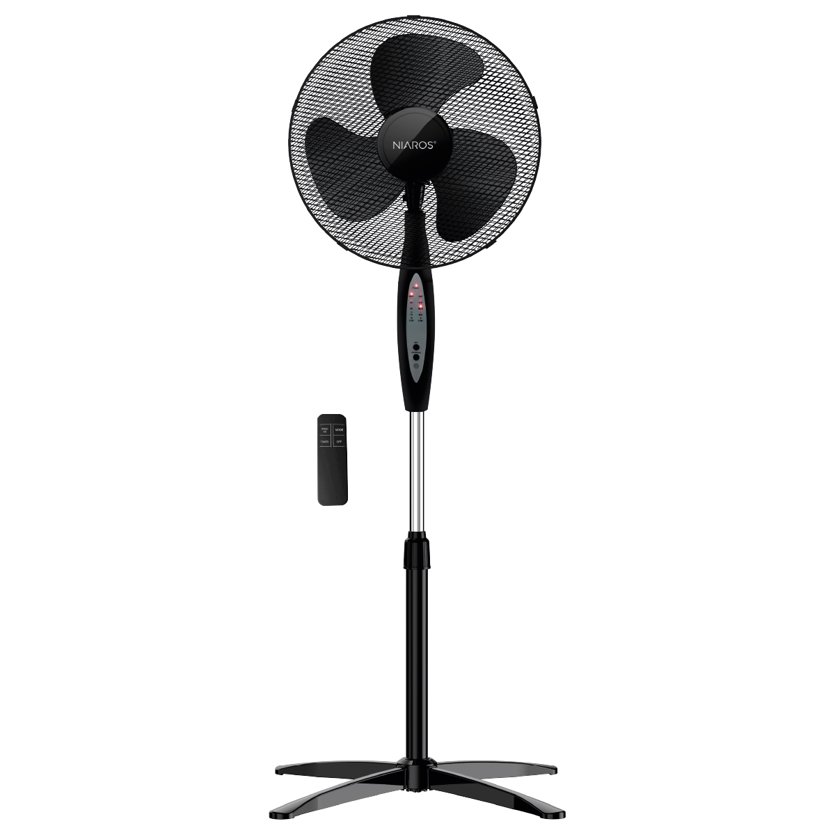 Ventilador de pé Nametil com controlo remoto e temporizador Ø43cm 45W Preto