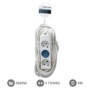 Base múltiple 3T (3x1.5mm) 5M Blanco