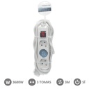 Base múltiple 3T con interruptor (3x1.5mm) 3M Blanco