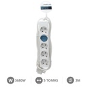 Base múltiple 5T (3x1.5mm) 3M Blanco