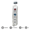 5 way socket White with switch (3x1.5mm) 5M wire