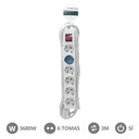 6 way socket White with switch (3x1.5mm) 3M wire