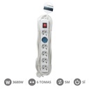 6 way socket White with switch (3x1.5mm) 5M wire