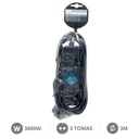 3 way socket Black (3x1.5mm) 3M wire