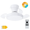 Ventilador de teto Kovilur com luz CCT  regulável e controlo remoto Ø71 3 pás retráteis DC Branco